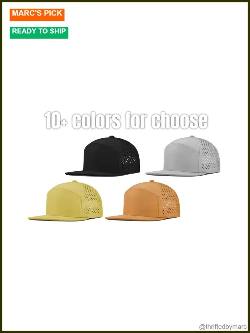 Performance Snapback Hat Flat Bill Cap Golf Running Workout Unisex